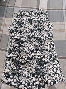 Black &amp; White Floral Printed Mini Dress