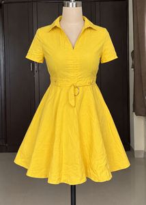Vibrant Yellow Short Sleeve Dress