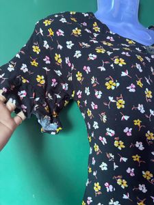 🖤Black Floral Multi Print Button-Down Dress