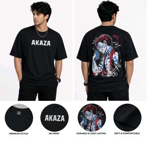 Men's Black "Akaza" Anime Graphic T-Shirt (Size M)