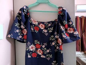 Navy Floral Print Bodycon Dress🌌