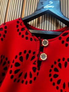 Red Floral Cut-out Dress
