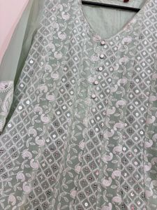 Elegant Mint Green Ethnic Gown