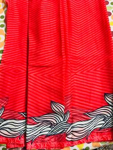 New Red Saree With Blouse Piece