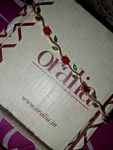 Elegant Ruby &amp; Emerald Leaf Bracelet
