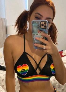 Rainbow Heart Bikini Top