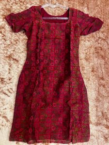 Elegant Chanderi Silk Purple Floral Kurta