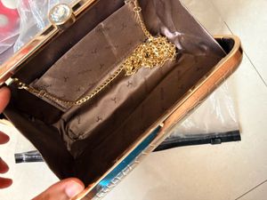 Mochi Chic Gold Croc Embossed Clutch