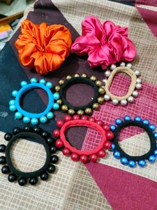 Set of 8 Cute Hair Scrunchies &amp; Bands