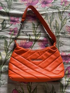 Chic Padded Orange Shoulder Bag
