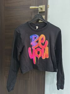 Graphic "Be You" Cropped Sweatshirt