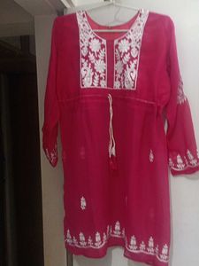 Vibrant Pink Embroidered Kurta