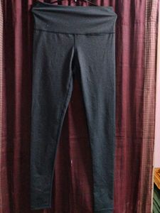 Women's High Waist Dark Grey Polyester Leggings |