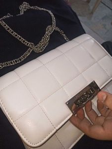 Lino Perros White Clutch Bag Sling Handbag Purse