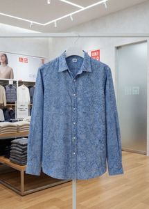 Uniqlo Blue Paisley Print Long Sleeve Shirt