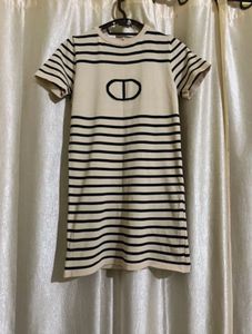 Striped T-Shirt Dress with Logo