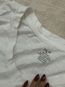 Basic White V-Neck Tee with tie knot