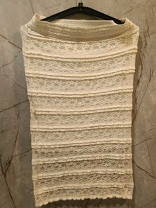 Cream Lace Layered skirt (size-M/L)