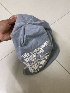 Grey Graphic Print Beanie Hat