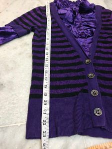 Purple &amp; Black Striped Cardigan