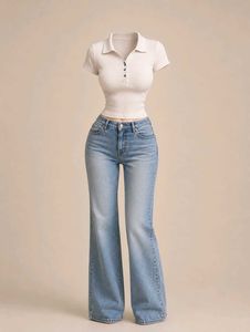 Trendy White Ribbed Polo T-shirt