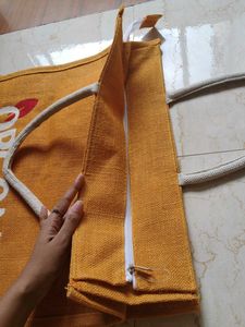 Yellow "Organic" Jute Tote Bag