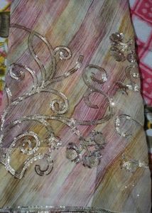 Embroidered Striped Saree