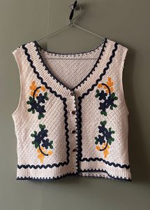 Boho Floral Knit Vest