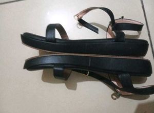 Women Buckle Fastening Open Toe Slingback Fl