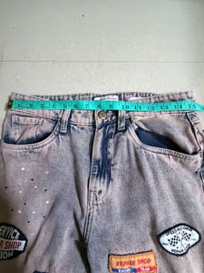 Retro Washed Patch Jeans