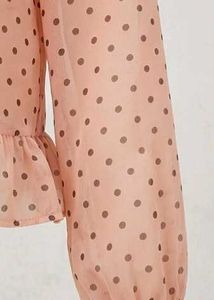 Peach Polka Dot Ruffle Top