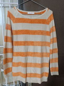 Orange Striped Knit Top