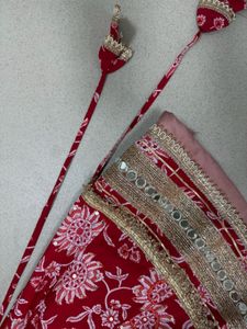 Red Print Lehenga Choli Set For 2-3 years o