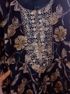 Stylish Floral Print Kurta set blue