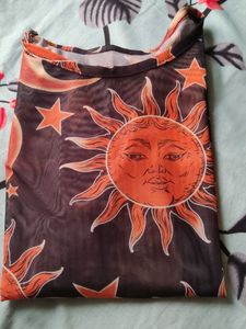 Savana Sheer Sun and Moon Print Top,(size-xs)
