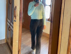 Mint Green Knit Zip-Up Sweater