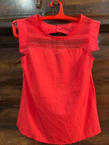 Bright Red Lace Trimmed Top