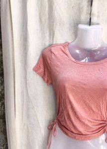 Cute Peach Ruched Side Top