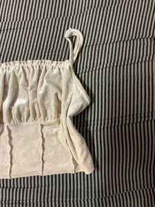 Cream Ruched Velvet Cami Top
