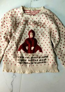 Mougat Knit Sweater with Doll Design,pinterest