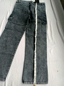 Washed Black Cargo Jeans