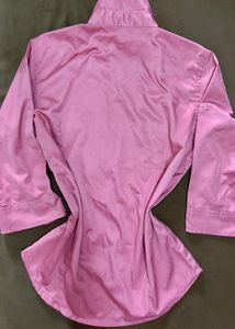 Pink Satin Button-Up Shirt