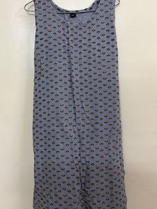 Light Blue Sleeveless Printed Dress