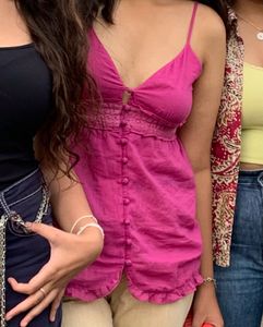 Chic Pink Button-Up Cami Top