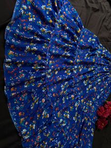 Blue Floral Print Maxi Skirt