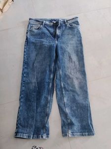 Stylish Blue Denim Wide Leg Jeans