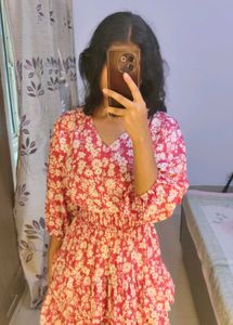 Charming Floral Print Mini Dress