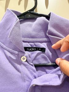 Men's Lavender Polo Shirt &amp; Navy Trousers Outfit