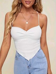Chic White Ruched Halter Neck Crop Top