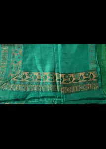 Green Silk Saree with Gold Embroidery